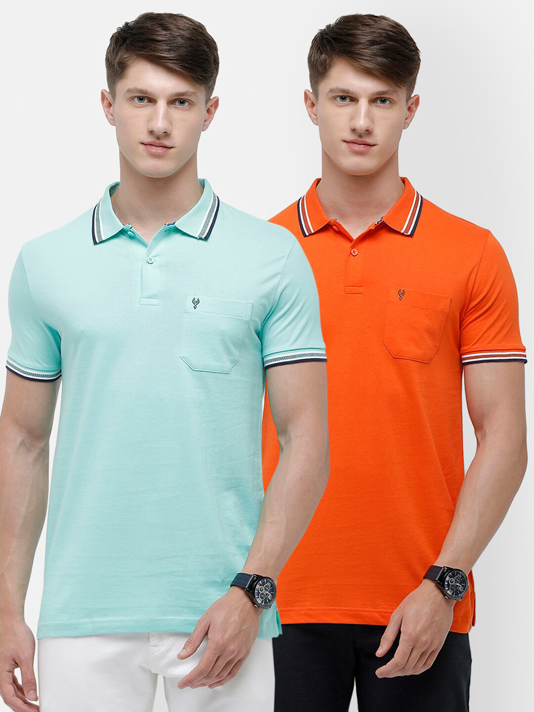 

Classic Polo Men Multicoloured 2 Polo Collar Pockets Slim Fit T-shirt, Multi