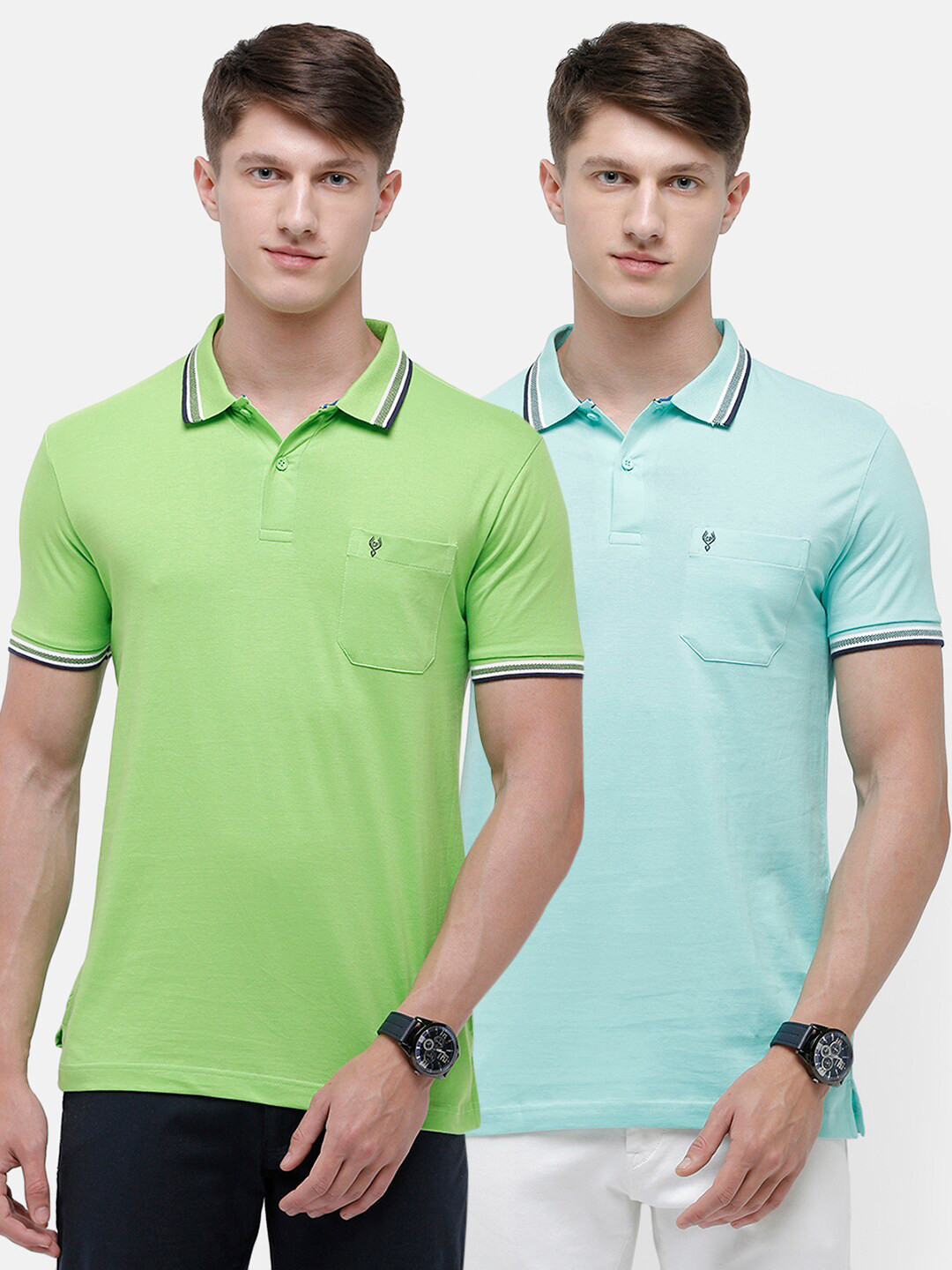 

Classic Polo Men Multicoloured 2 Polo Collar Pockets Slim Fit T-shirt, Multi