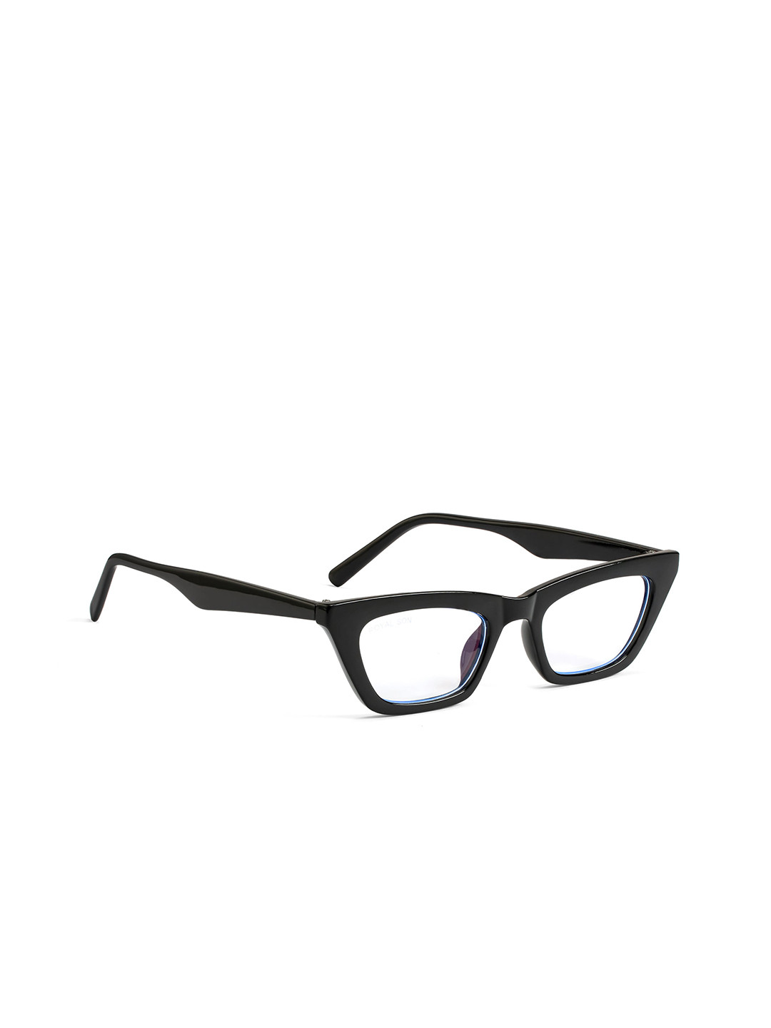 

ROYAL SON Women Clear Lens & Black Rectangle Sunglasses with UV Protected Lens CHIWM00125, Transparent