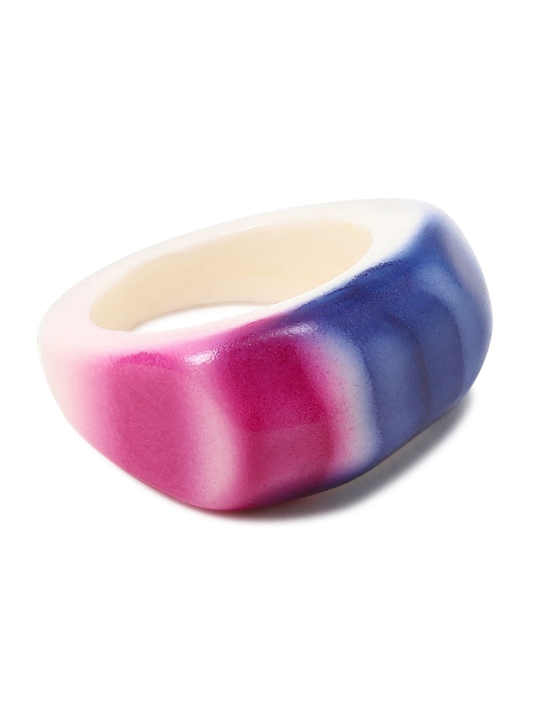 

FOREVER 21 Blue & White Patterned Resin Finger Ring