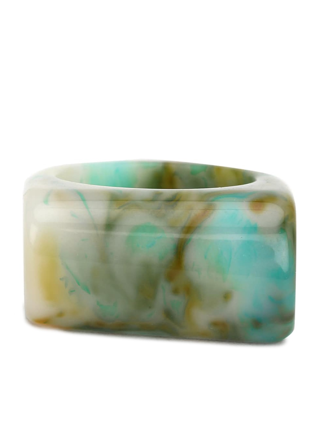 

FOREVER 21 Green & White Resin Marble Patterned Finger Ring