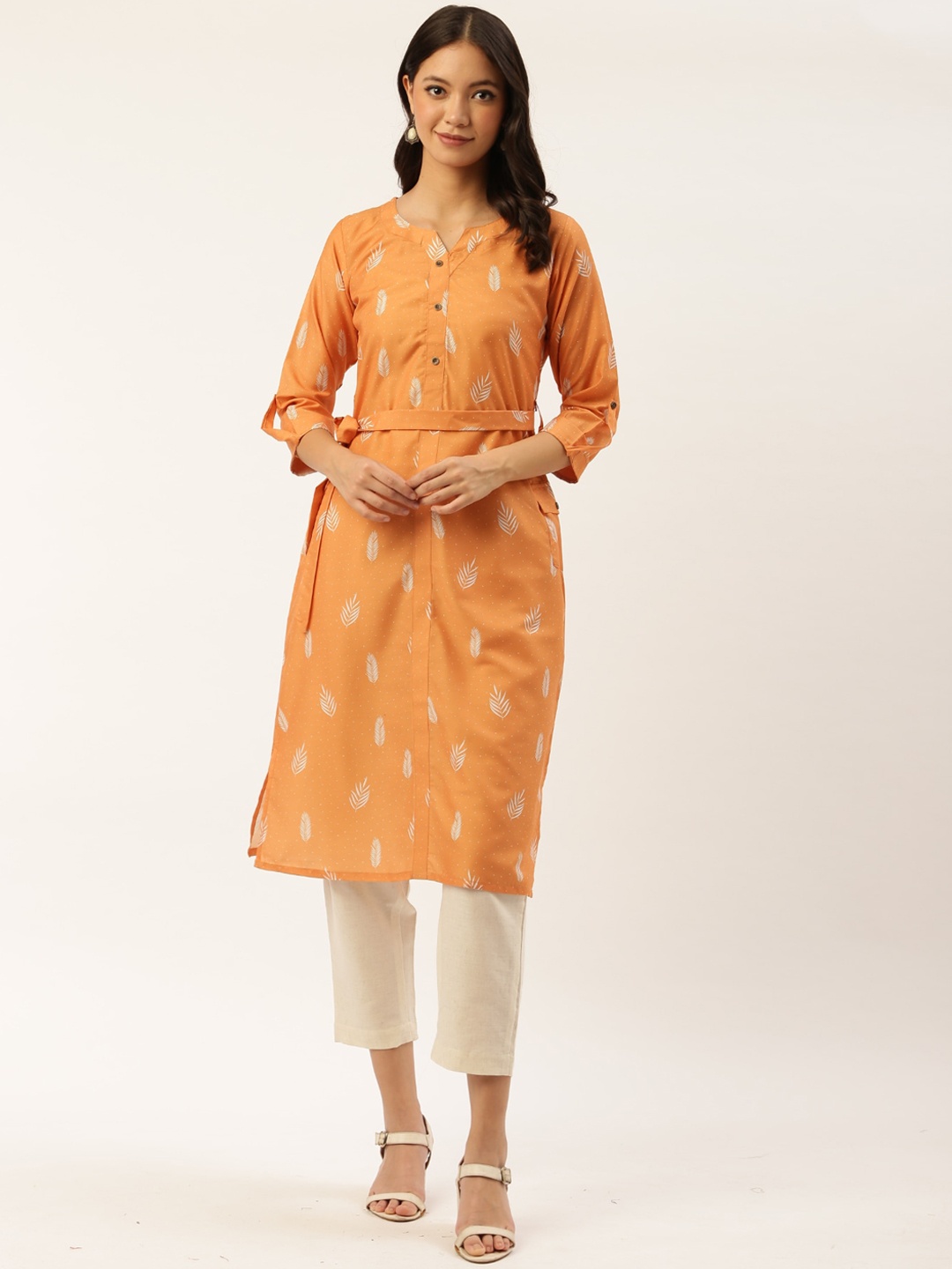 

Sangria Women Orange Ethnic Motifs Printed Kurta