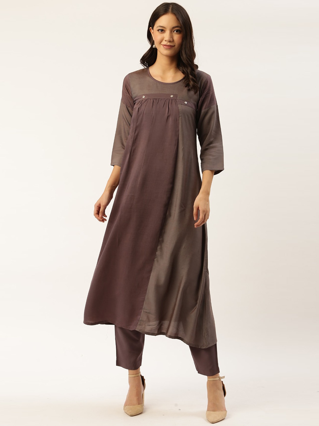 

Sangria Women Purple Colourblocked Kurta