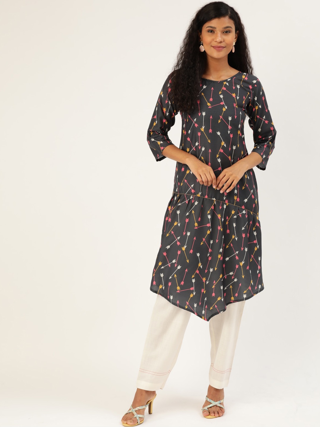 

Sangria Women Black Printed A-Line Kurta