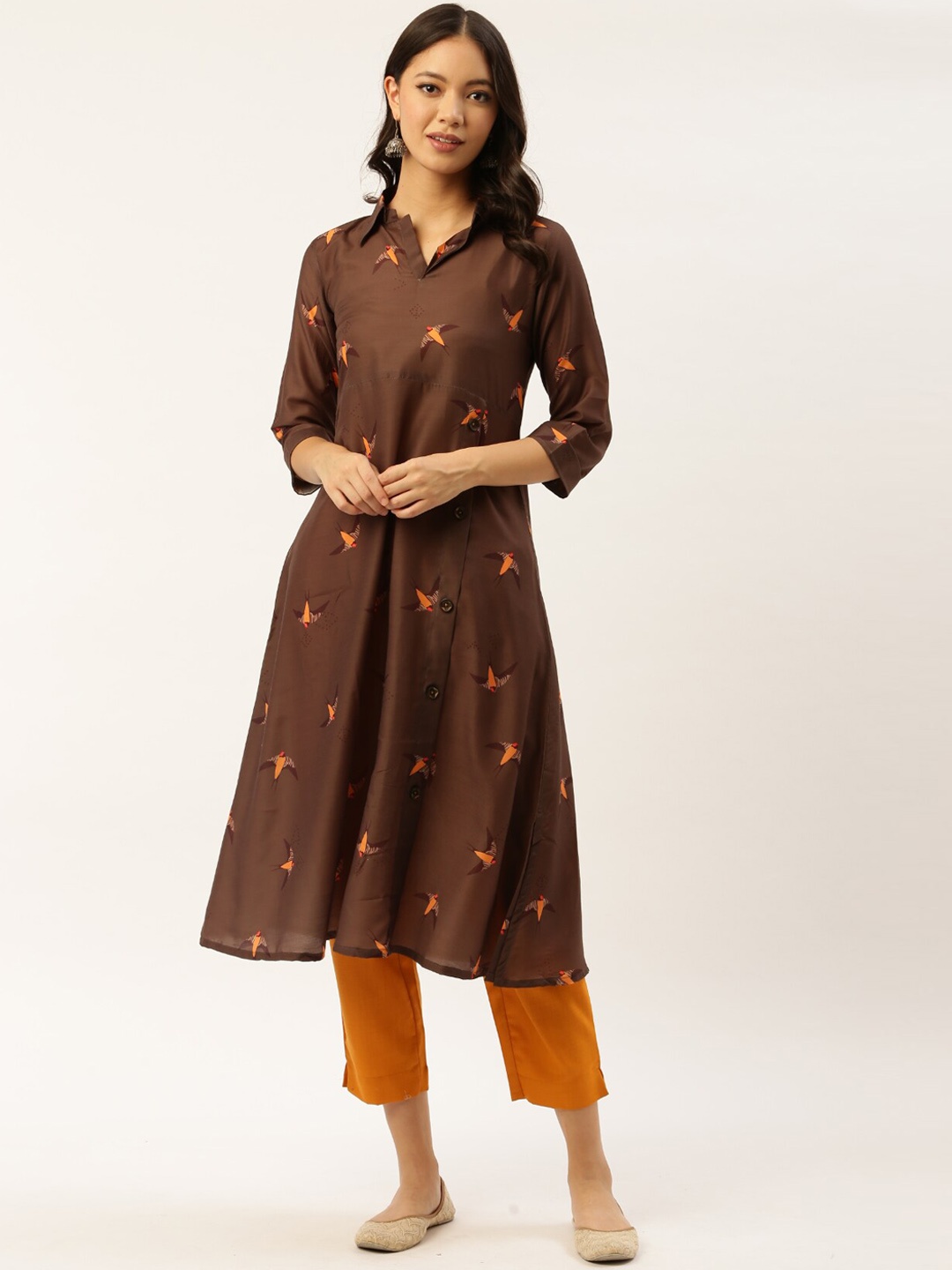 

Sangria Women Brown Embroidered Kurta