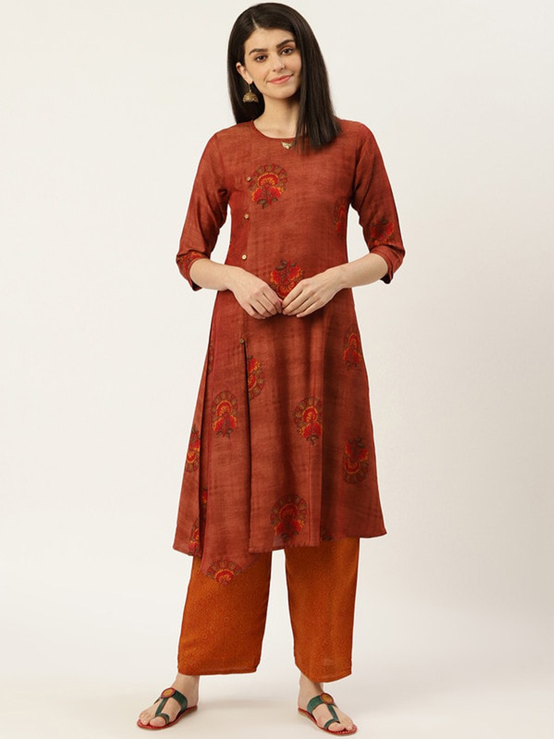 

Sangria Women Rust Ethnic Motifs Printed Kurta