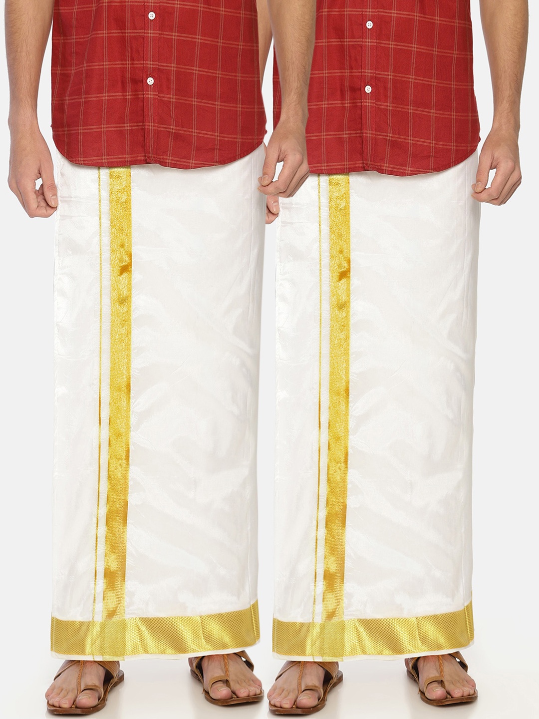 

Sethukrishna Men Pack Of 2 White Solid Readymade Dhoti