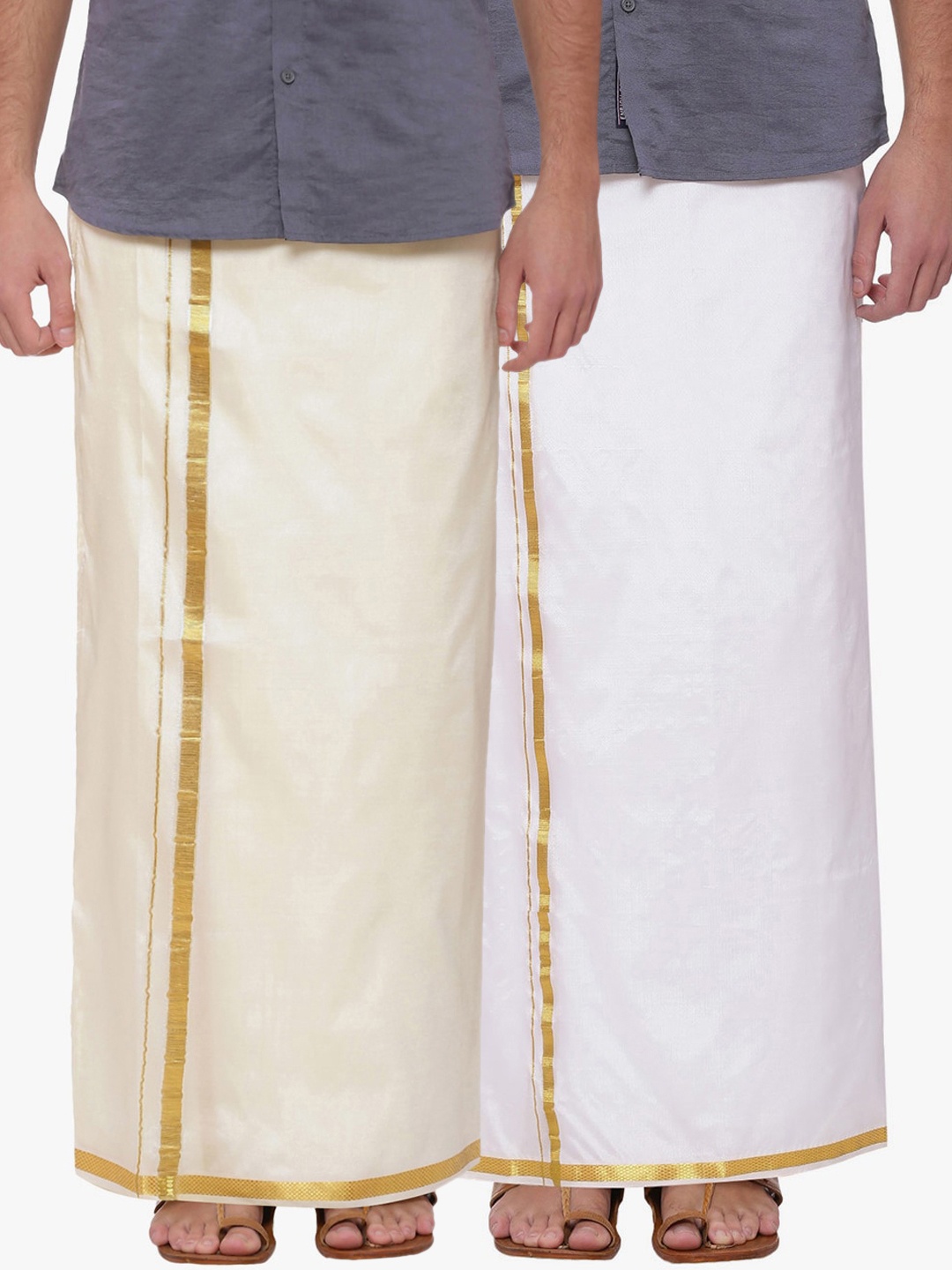 

Sethukrishna Men Pack Of 2 Cream-Coloured Solid Readymade Dhoti