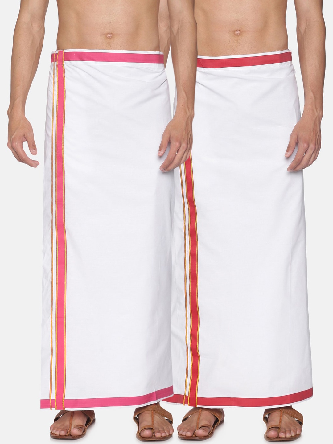 

Sethukrishna Men Pack Of 2 White Solid Cotton Readymade Dhoti