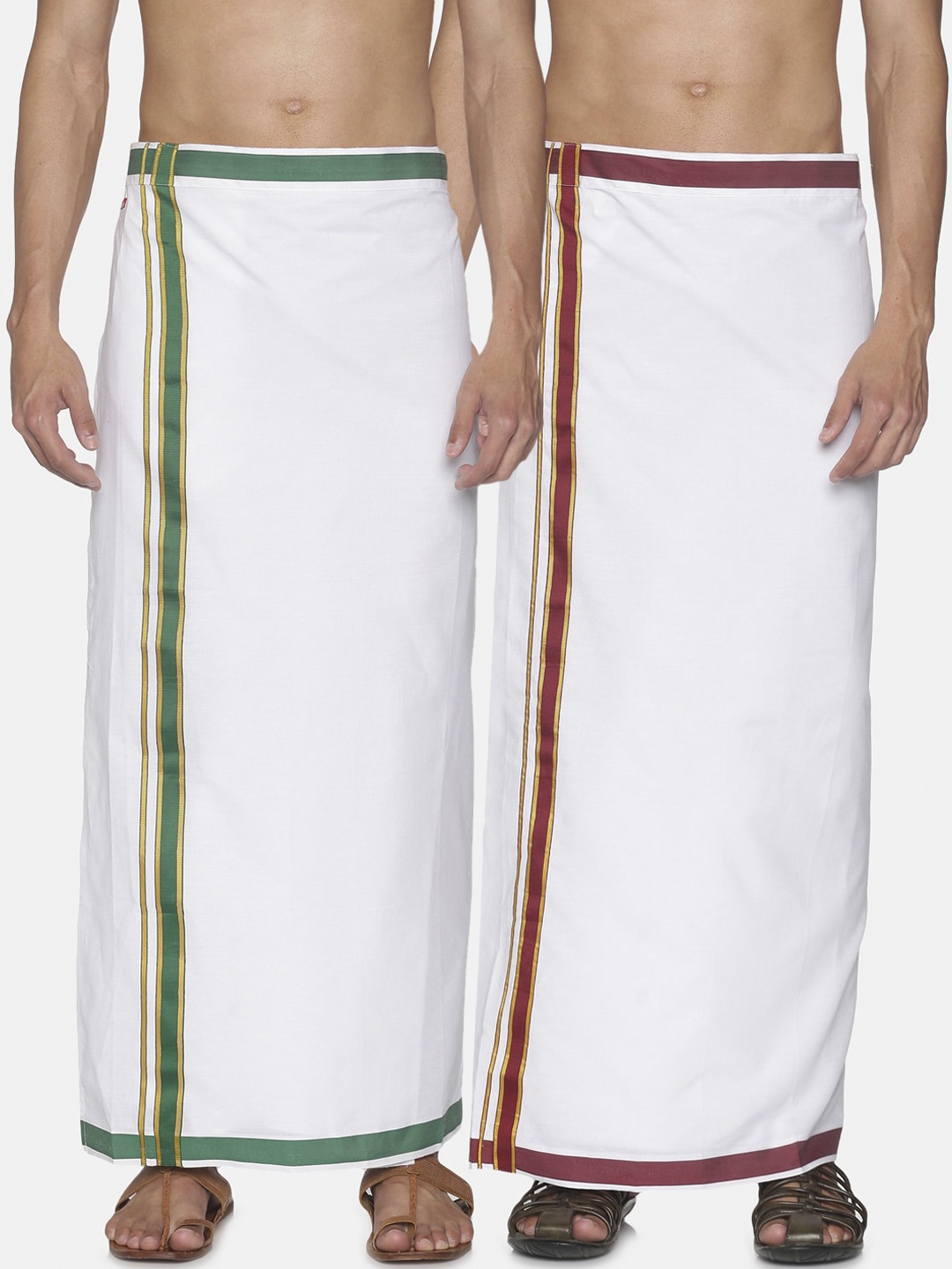 

Sethukrishna Men Pack Of 2 White Solid Cotton Readymade Dhoti