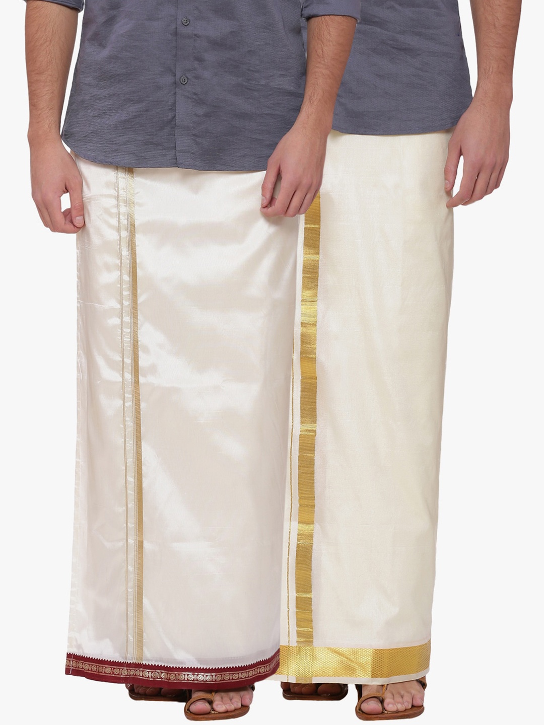 

Sethukrishna Men Pack Of 2 Cream-Coloured Solid Readymade Dhoti