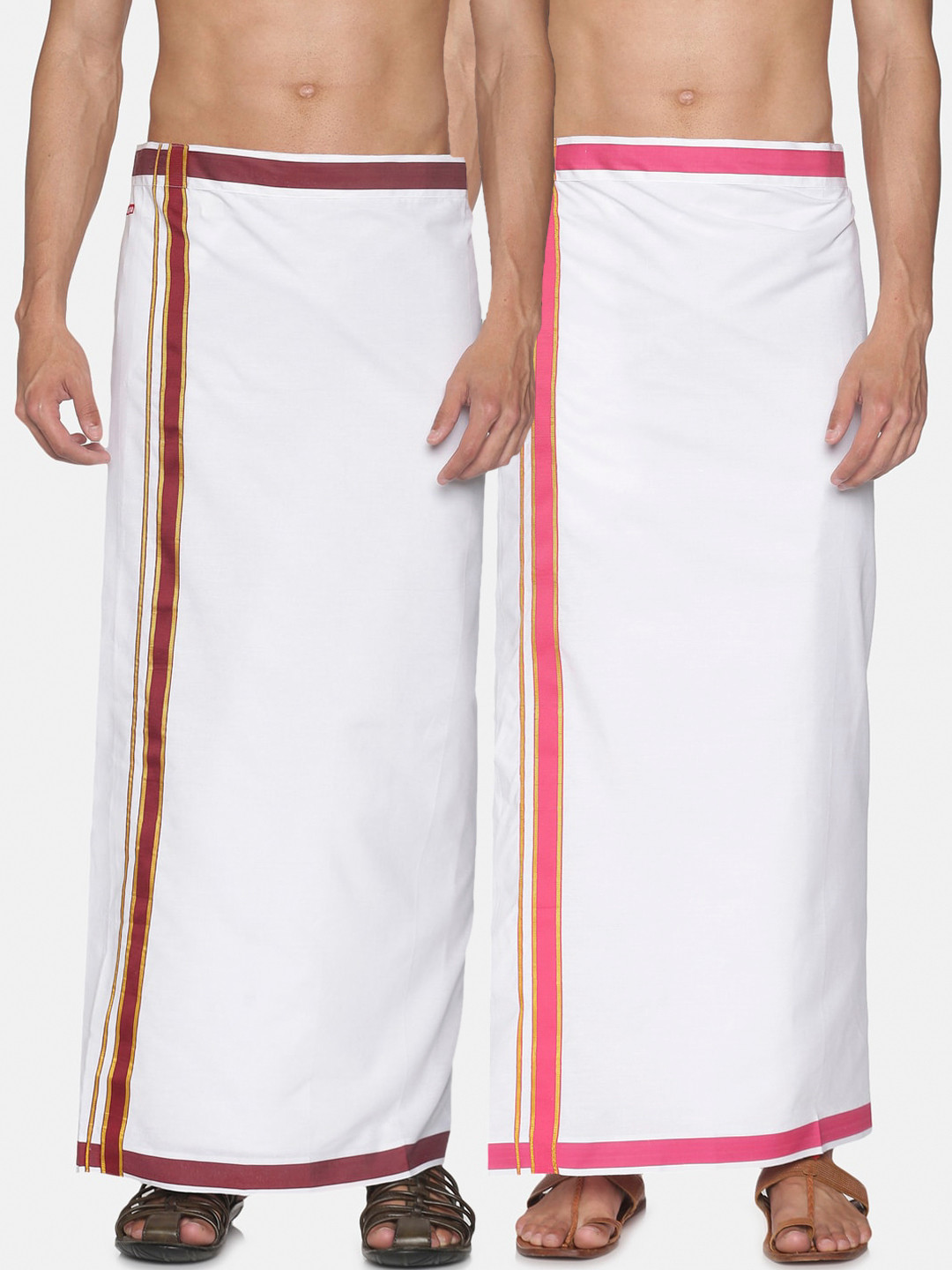 

Sethukrishna Men Pack Of 2 White Solid Cotton Readymade Dhoti