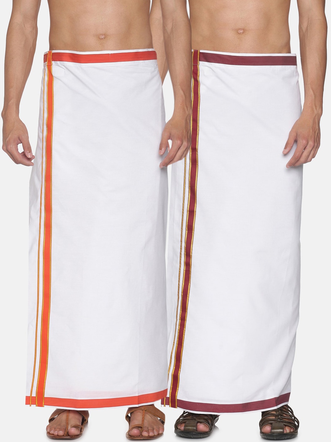 

Sethukrishna Men Pack Of 2 White Solid Cotton Readymade Dhoti