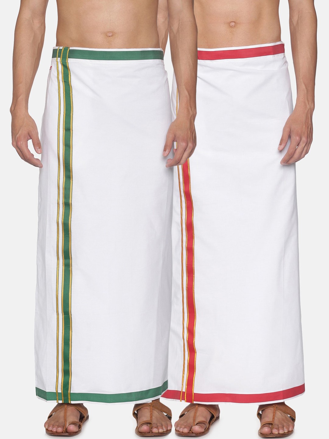 

Sethukrishna Men Pack Of 2 White Solid Cotton Readymade Dhoti