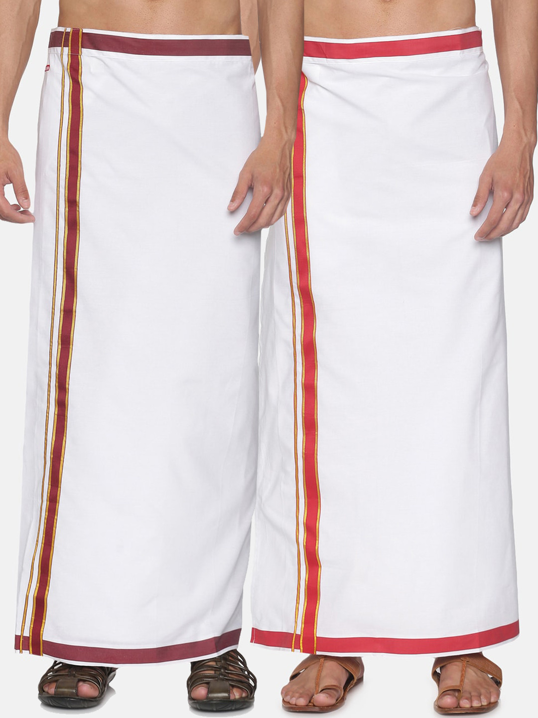 

Sethukrishna Men Pack Of 2 White Solid Cotton Readymade Dhoti
