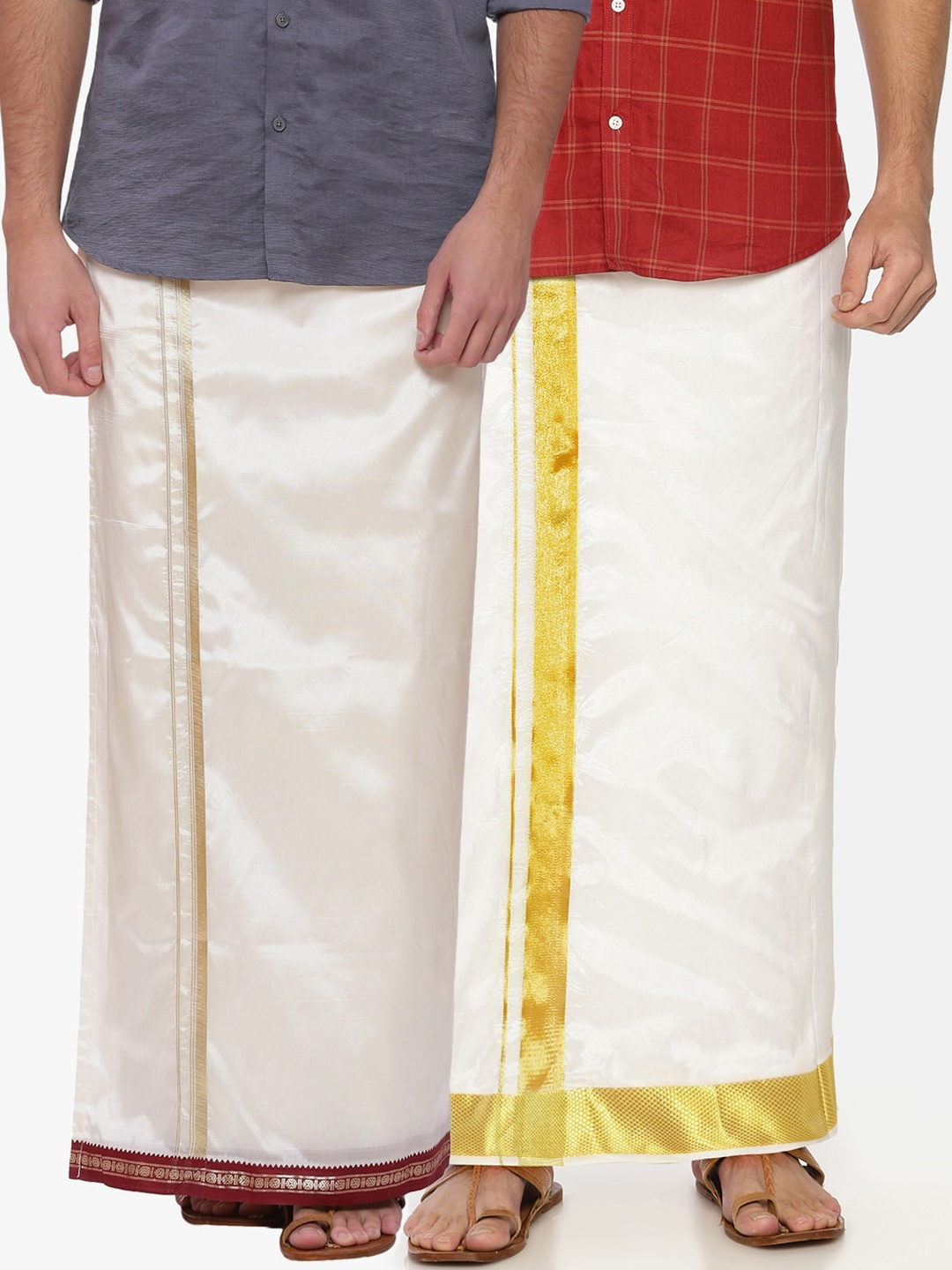 

Sethukrishna Men Pack Of 2 White Solid Readymade Dhoti