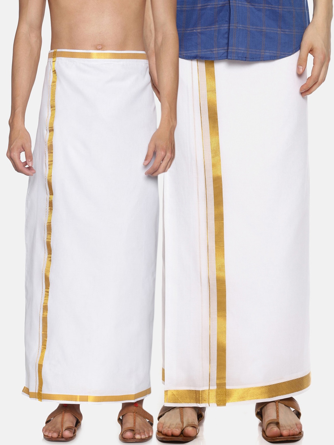 

Sethukrishna Men Pack Of 2 White Solid Cotton Readymade Dhoti