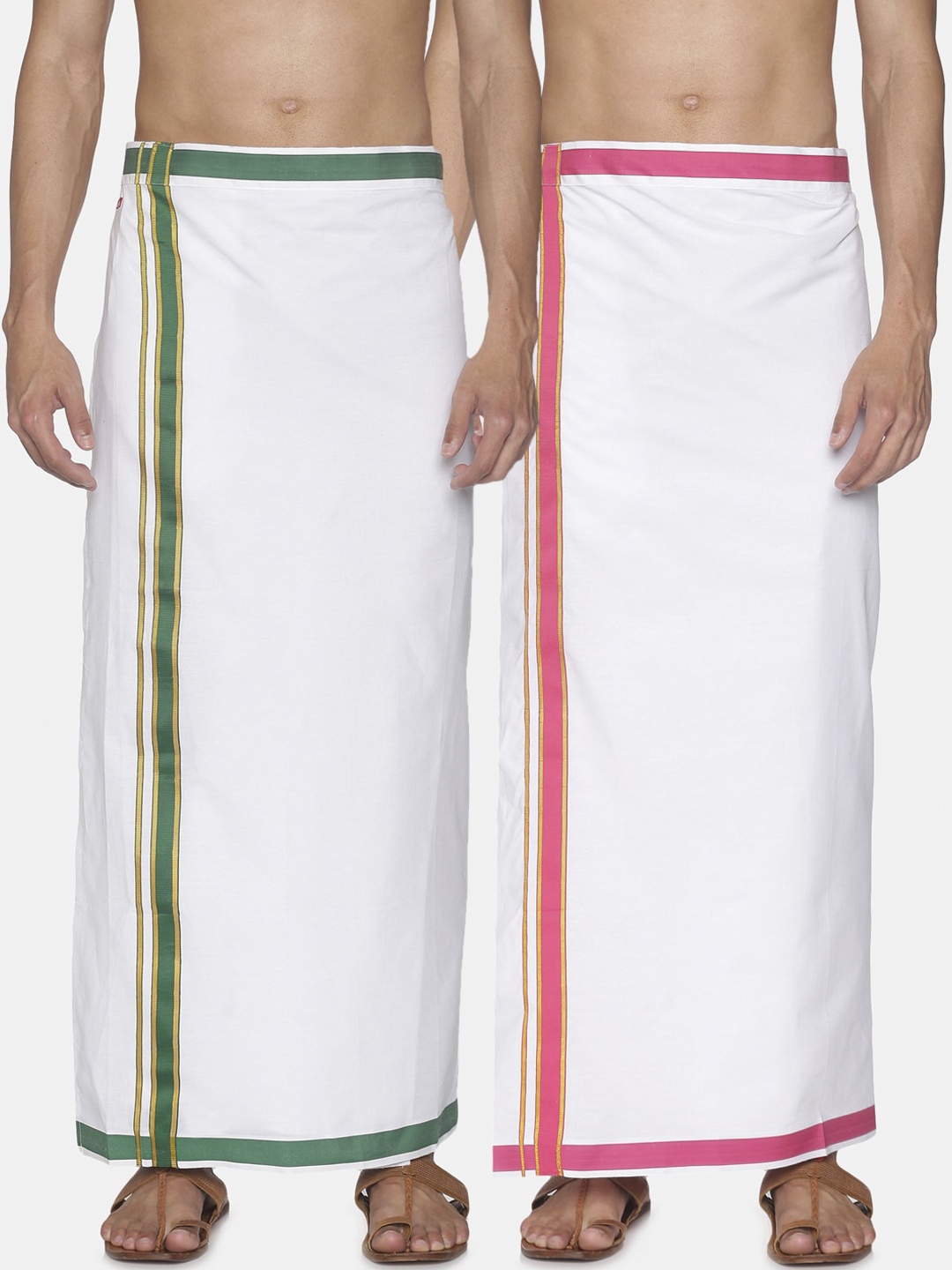 

Sethukrishna Men Pack Of 2 White Solid Cotton Readymade Dhoti