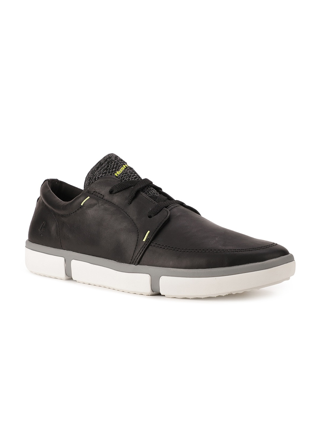 

Hush Puppies Men Black Textured Leather Sneakers