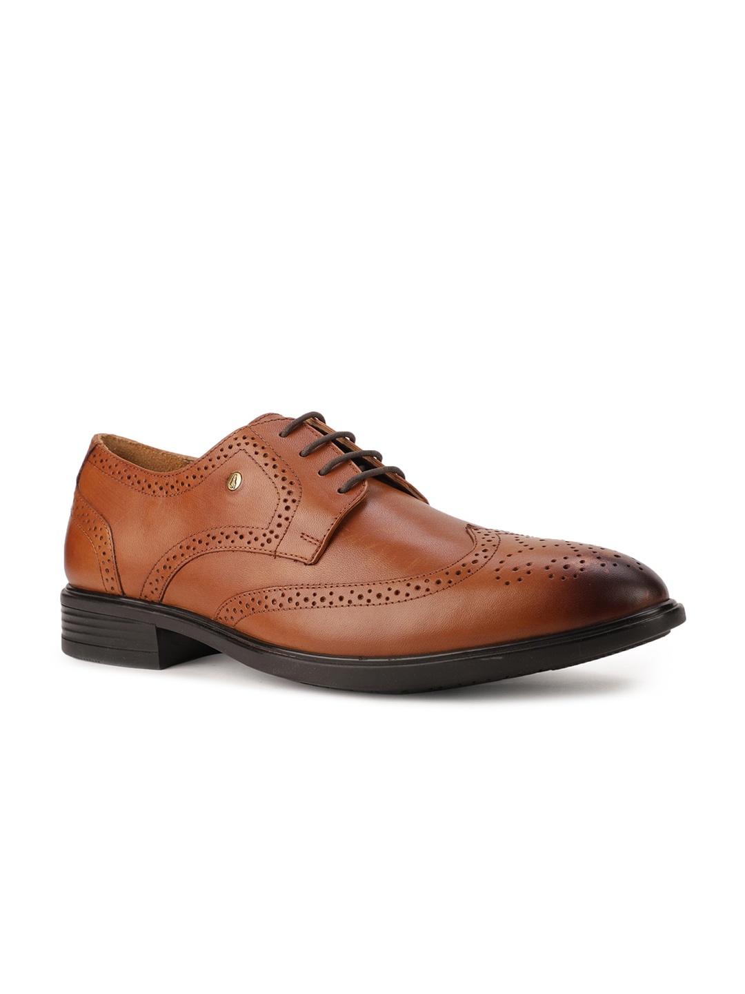 

Hush Puppies Men Tan Brown Textured Leather Formal Derbys