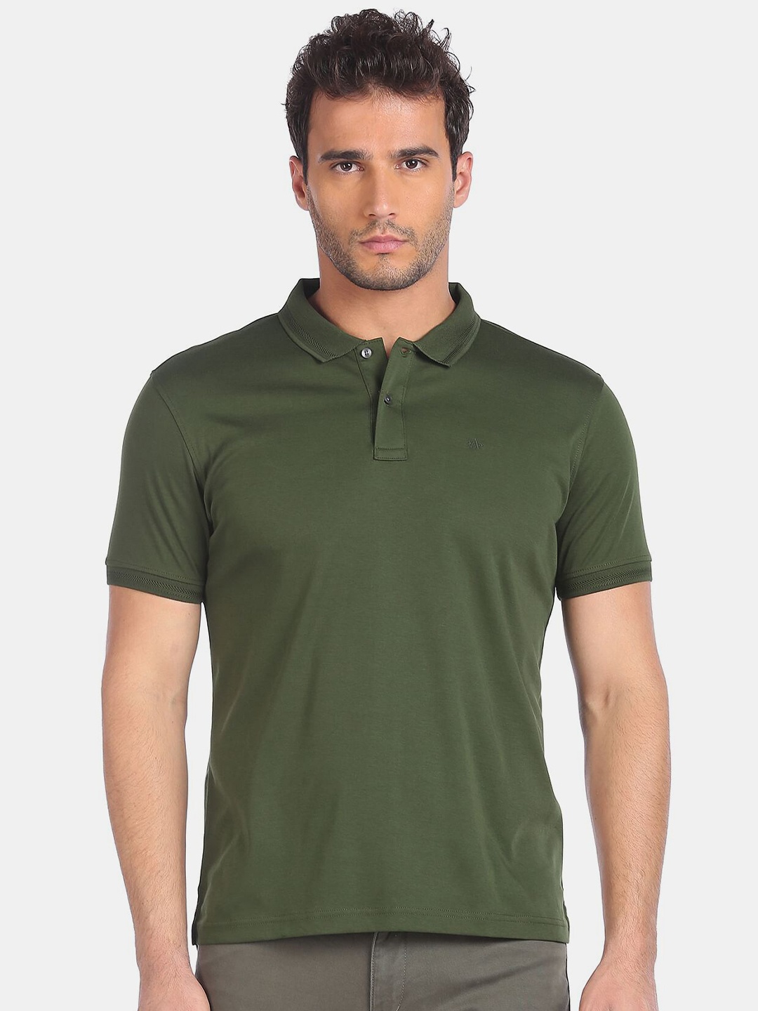 

Arrow Men Green Polo Collar T-shirt
