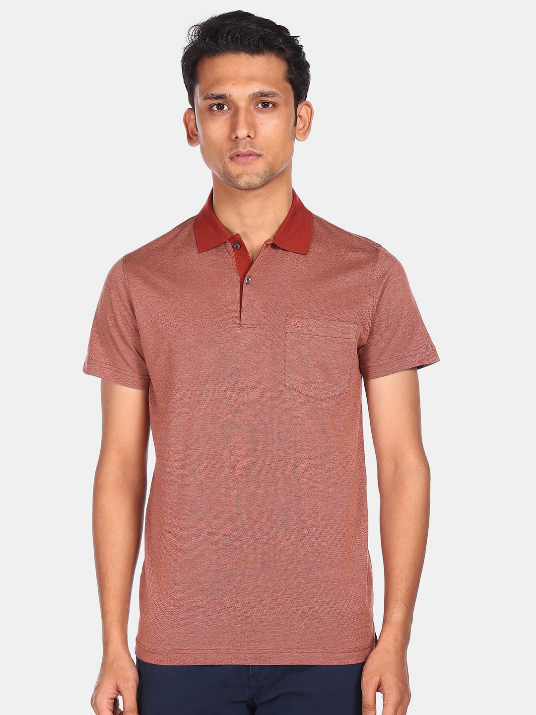 

Arrow Men Orange High Neck Pockets T-shirt