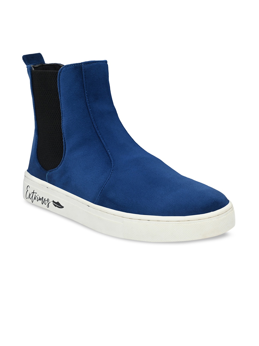 

EXTRIMOS Men Blue Suede Chelsea Boots