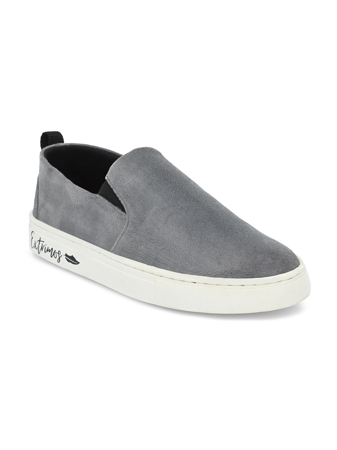 

EXTRIMOS Men Grey Suede Slip-On Sneakers