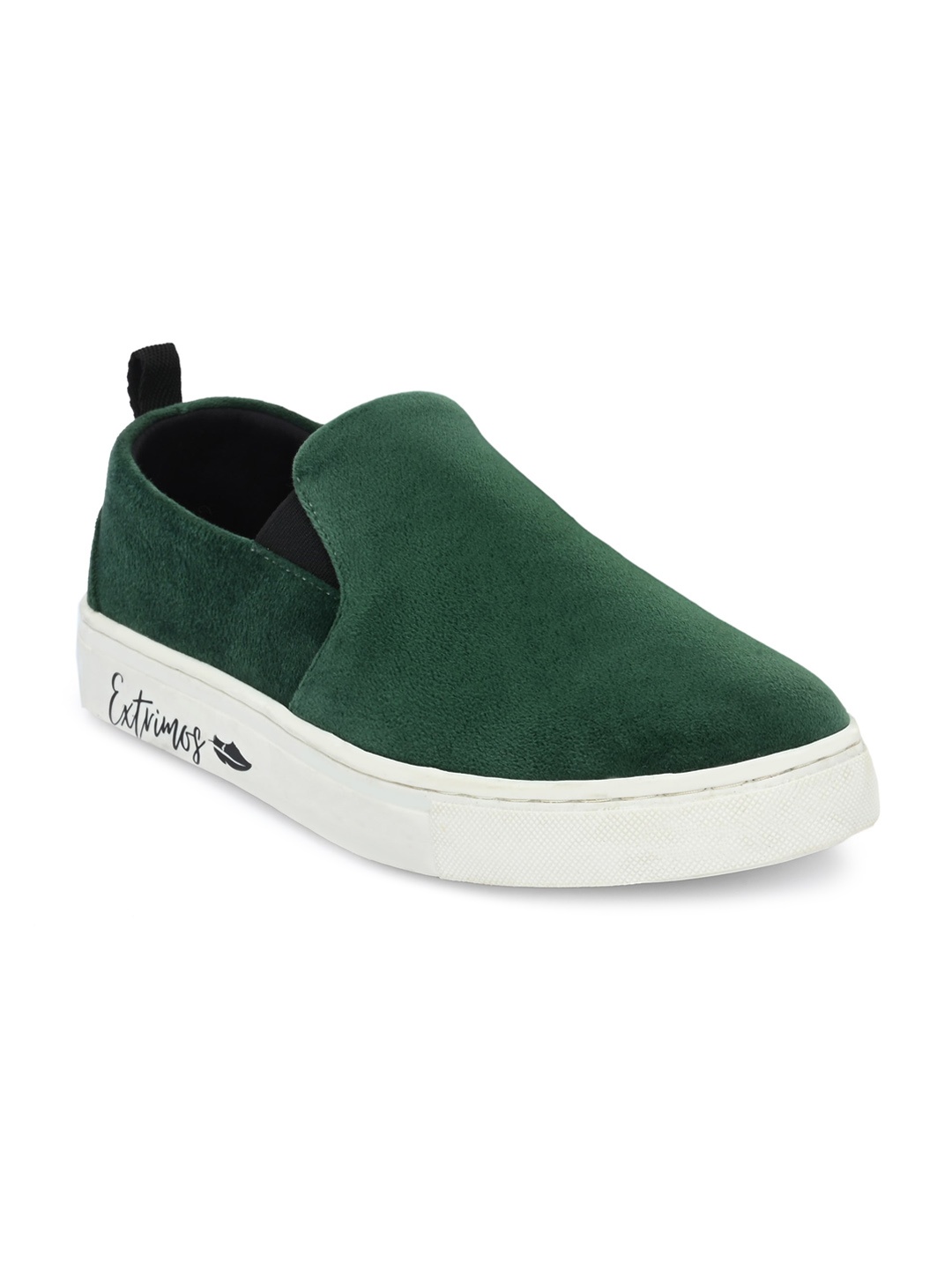 

EXTRIMOS Men Green Suede Slip-On Sneakers