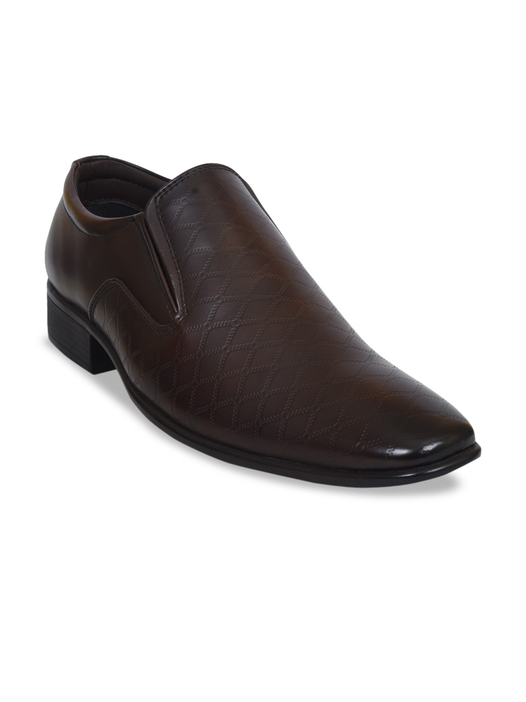 

Ajanta Men Brown Textured Slip-On Shoes