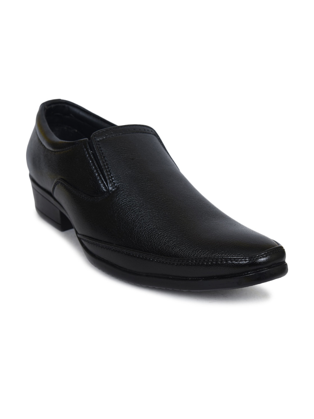 

Ajanta Men Black Textured Formal Slip-On Shoes
