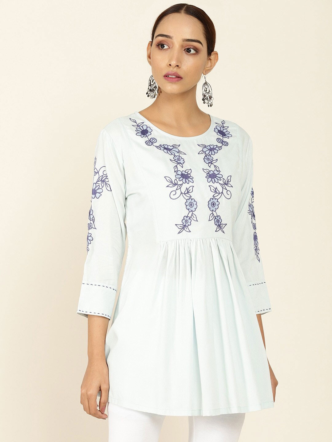 

Soch Sea Green & Blue Embroidered Tunic