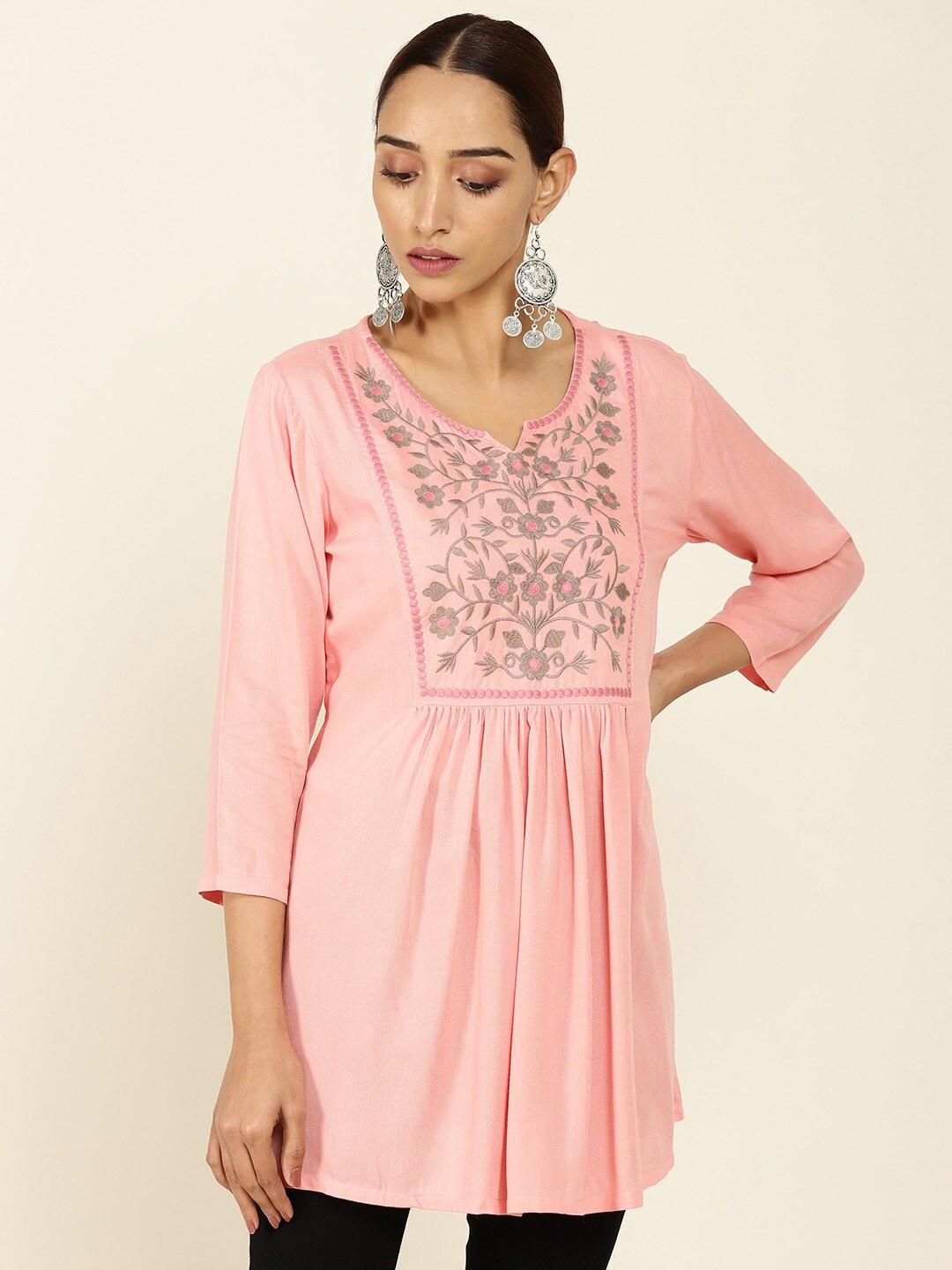 

Soch Peach-Coloured & Beige Embroidered Tunic