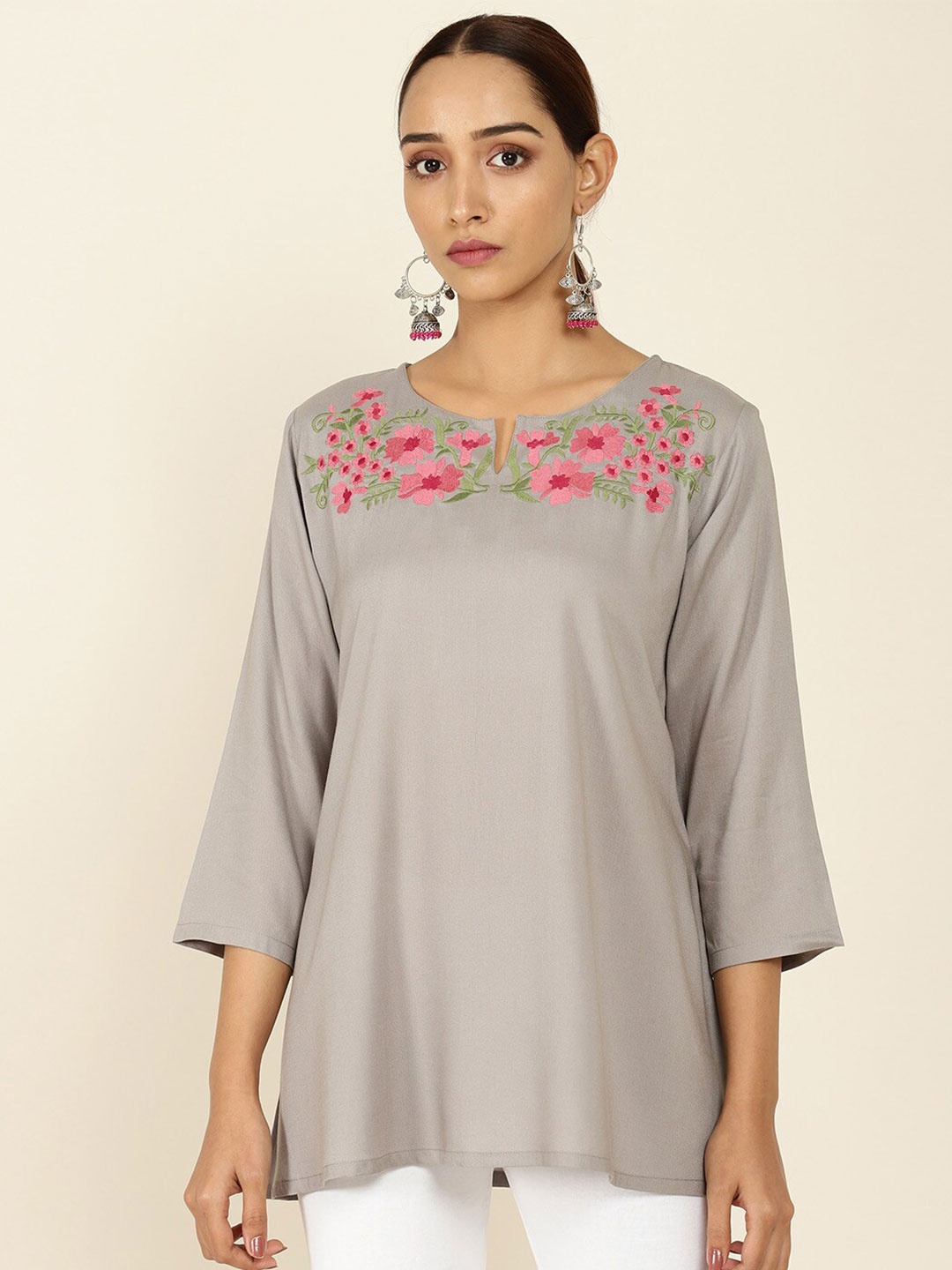 

Soch Grey & Pink Embroidered Tunic