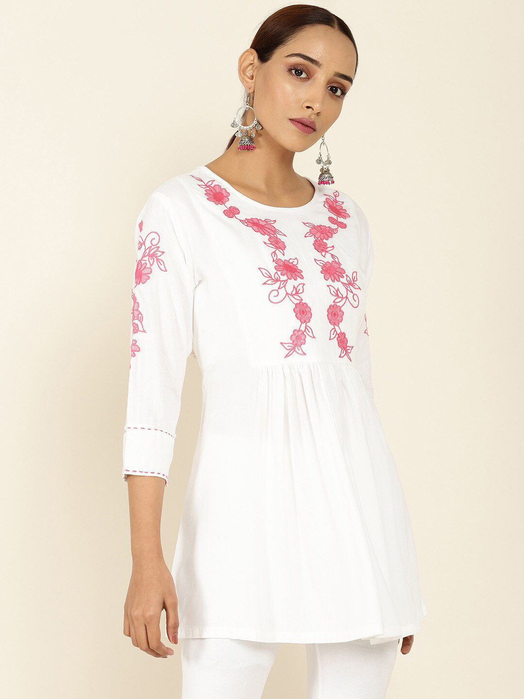 

Soch Off White & Pink Embroidered Tunic