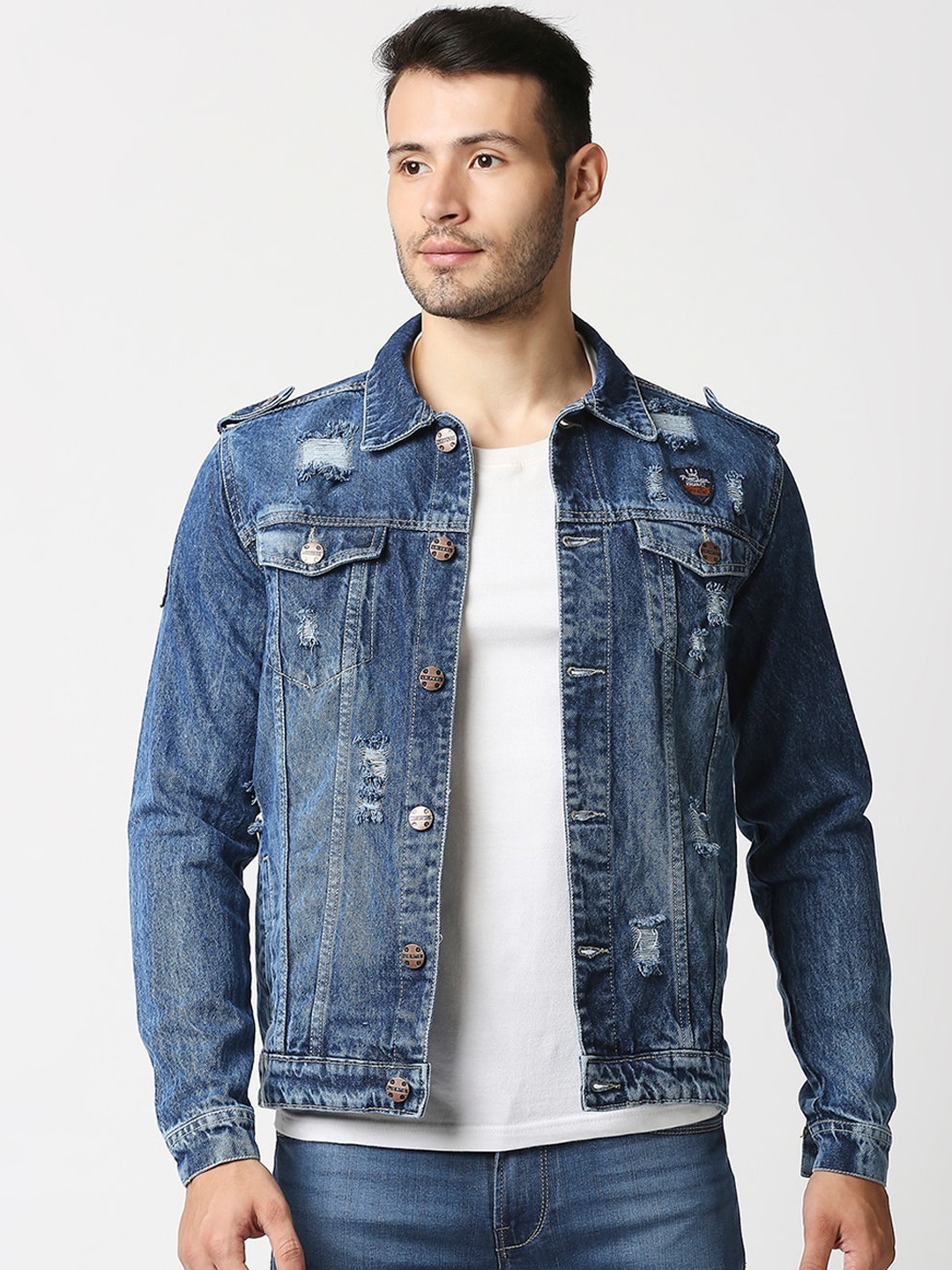 

High Star Men Blue Washed Denim Jacket