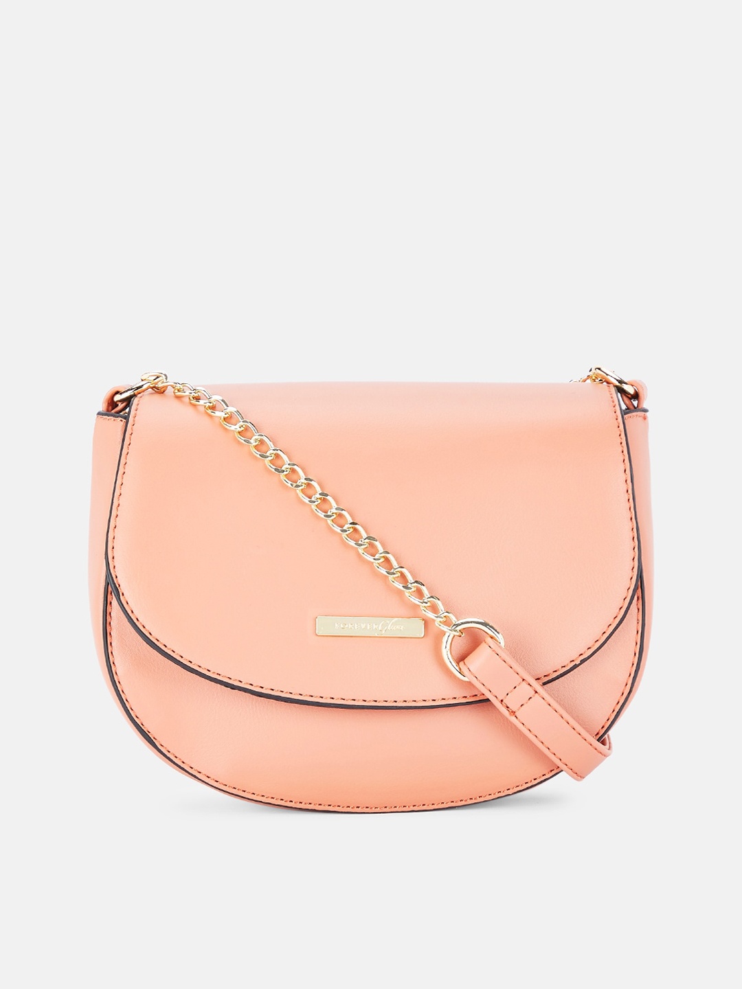 

Forever Glam by Pantaloons Pink PU Half Moon Sling Bag