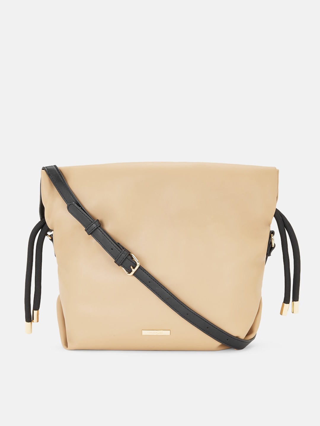 

Forever Glam by Pantaloons Beige PU Structured Sling Bag with Tasselled