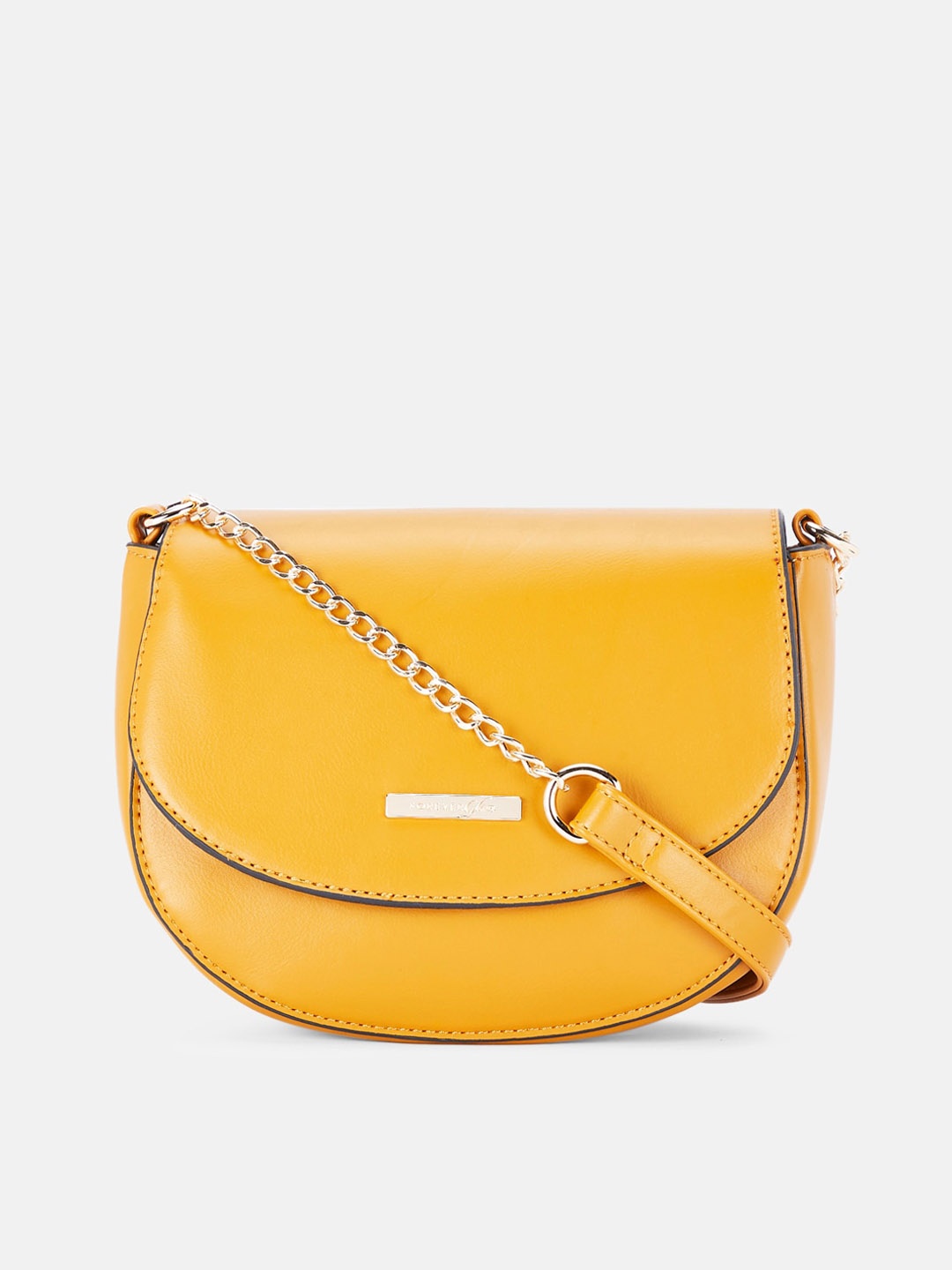 

Forever Glam by Pantaloons Mustard Yellow Half Moon Sling Bag