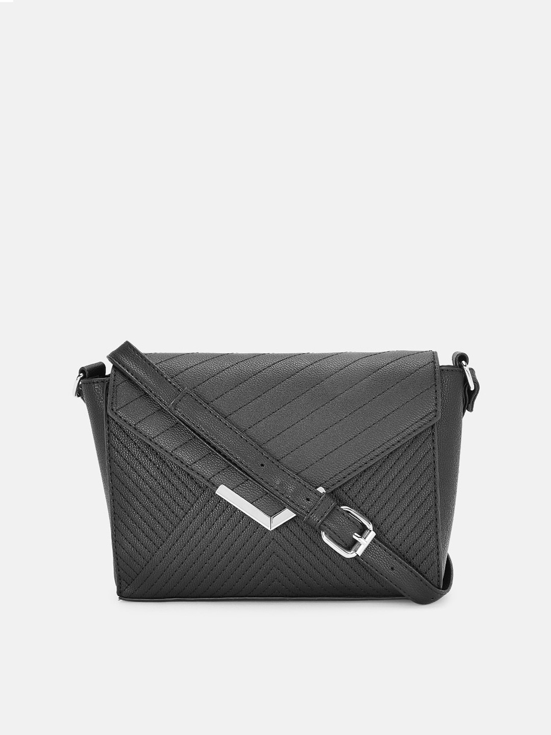 

Forever Glam by Pantaloons Black Textured PU Structured Shoulder Bag