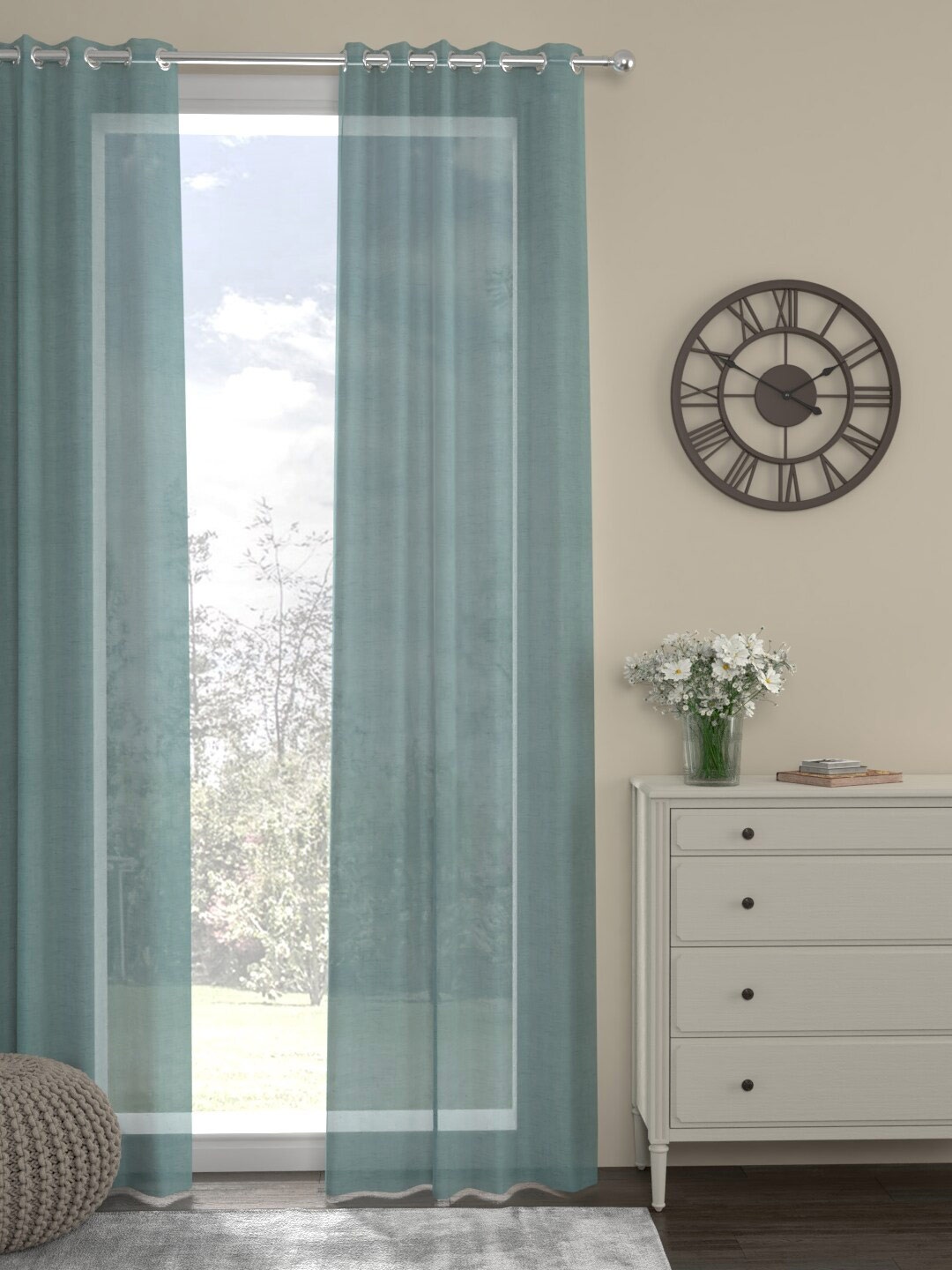 

ROSARA HOME Blue Sheer Door Curtain