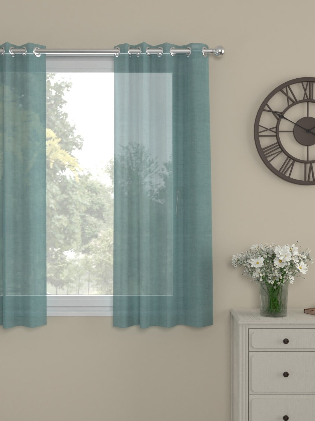 

ROSARA HOME Blue Sheer Window Curtain