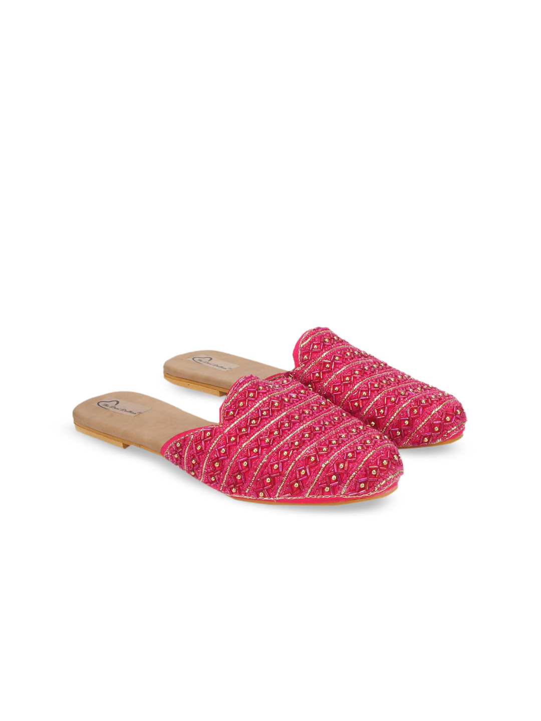 

The Desi Dulhan Women Pink Textured Mules Flats