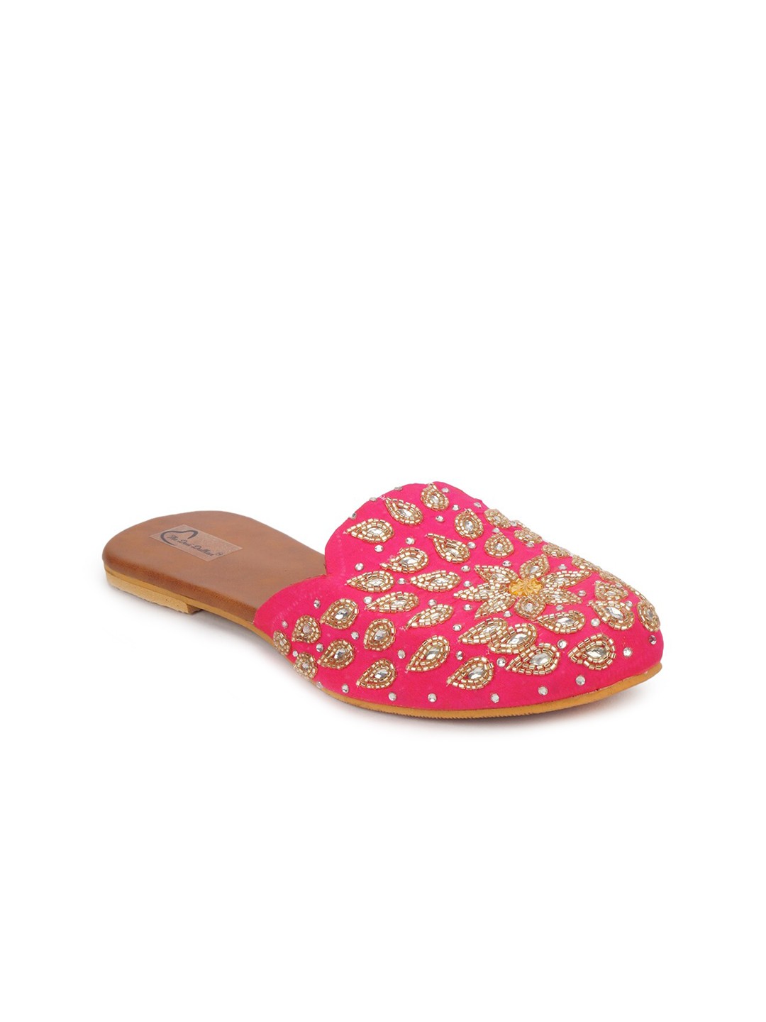 

The Desi Dulhan Women Pink Embroidered Mules Flats