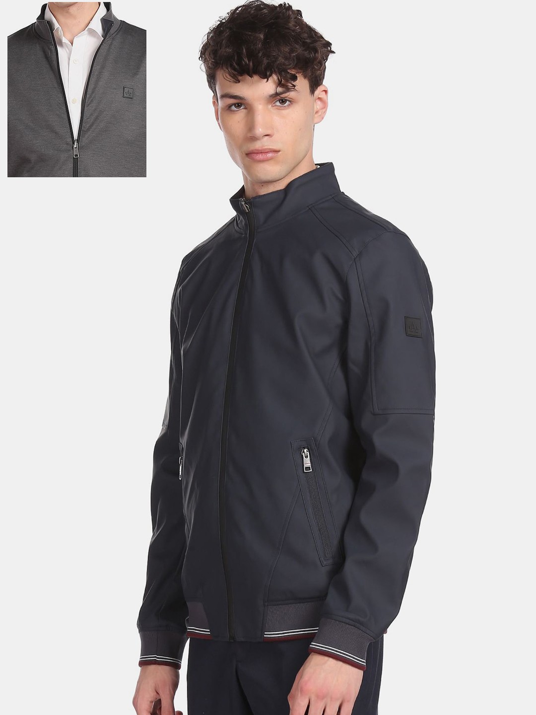 

Arrow Sport Men Blue Reversible Bomber Jacket
