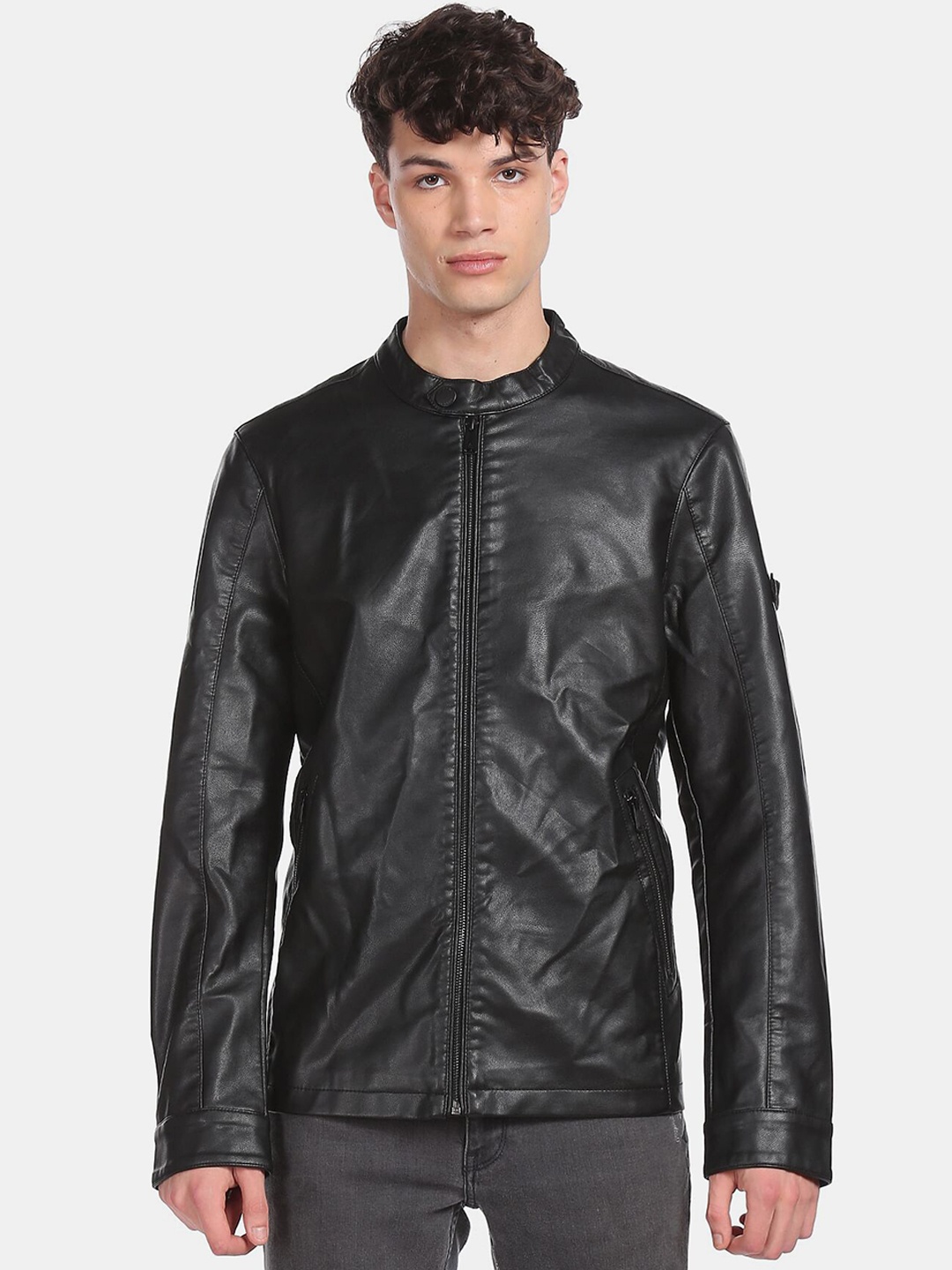 

Arrow Sport Men Black Biker Jacket