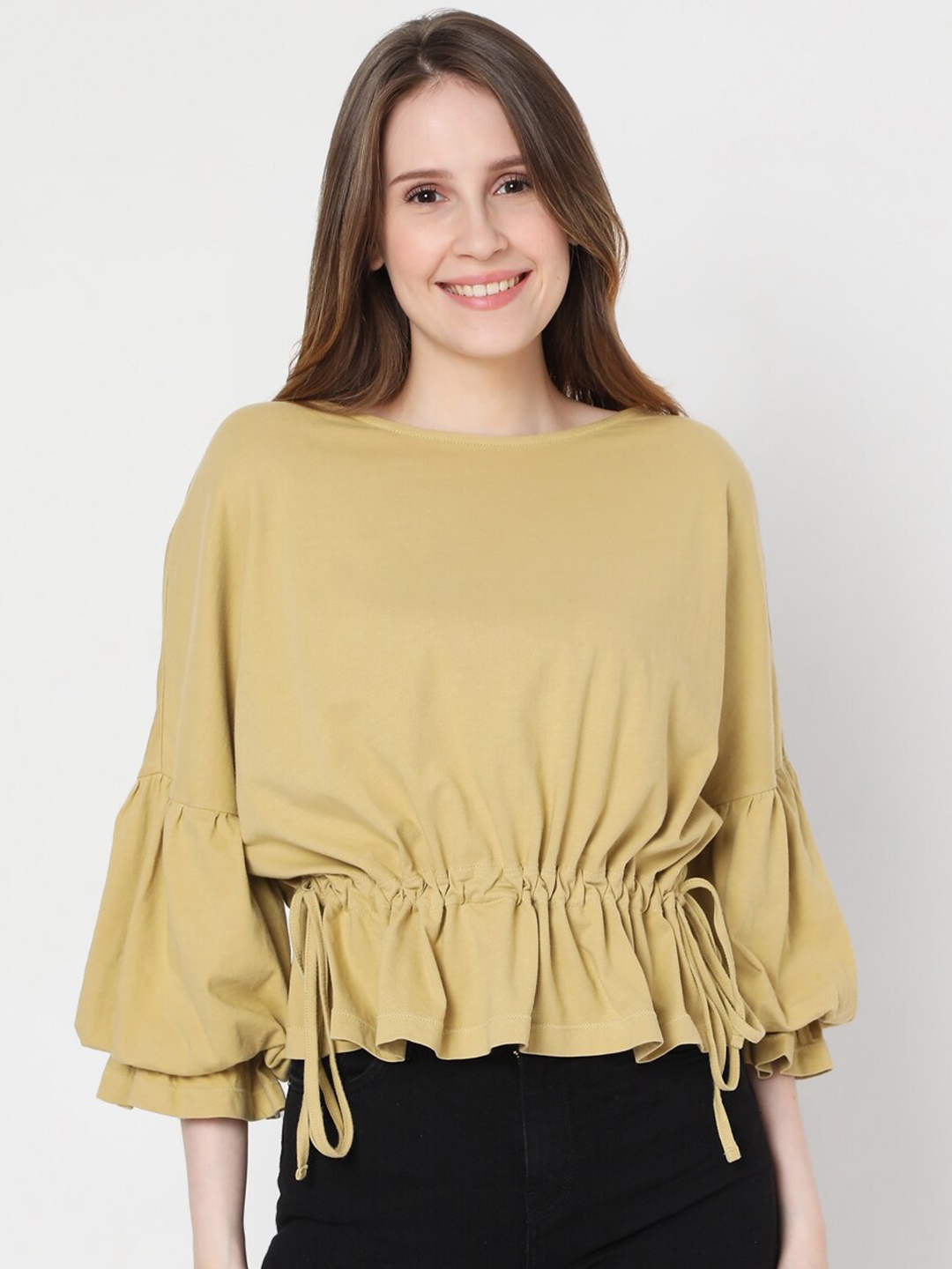 

Vero Moda Olive Green Cinched Waist Top
