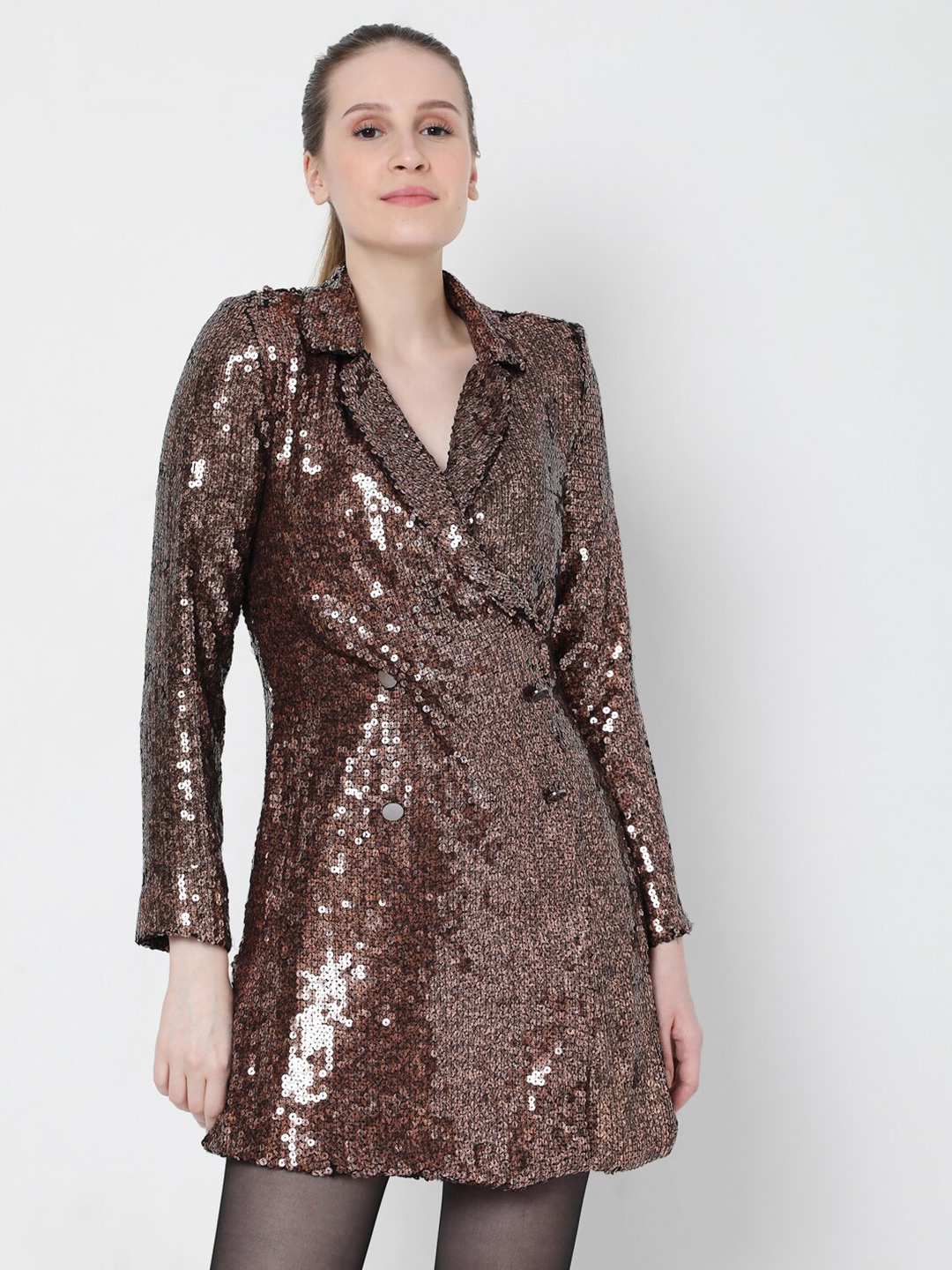 

Vero Moda Brown & Pink Embellished Dress
