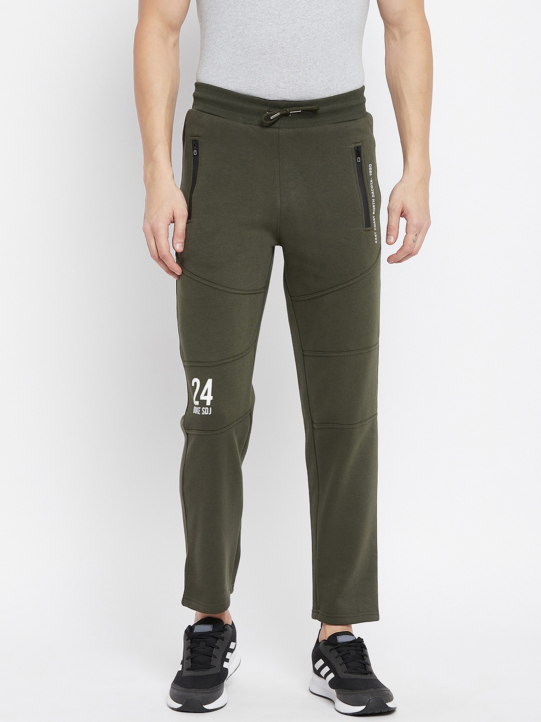 

Duke Men Olive Green Solid Track Pants