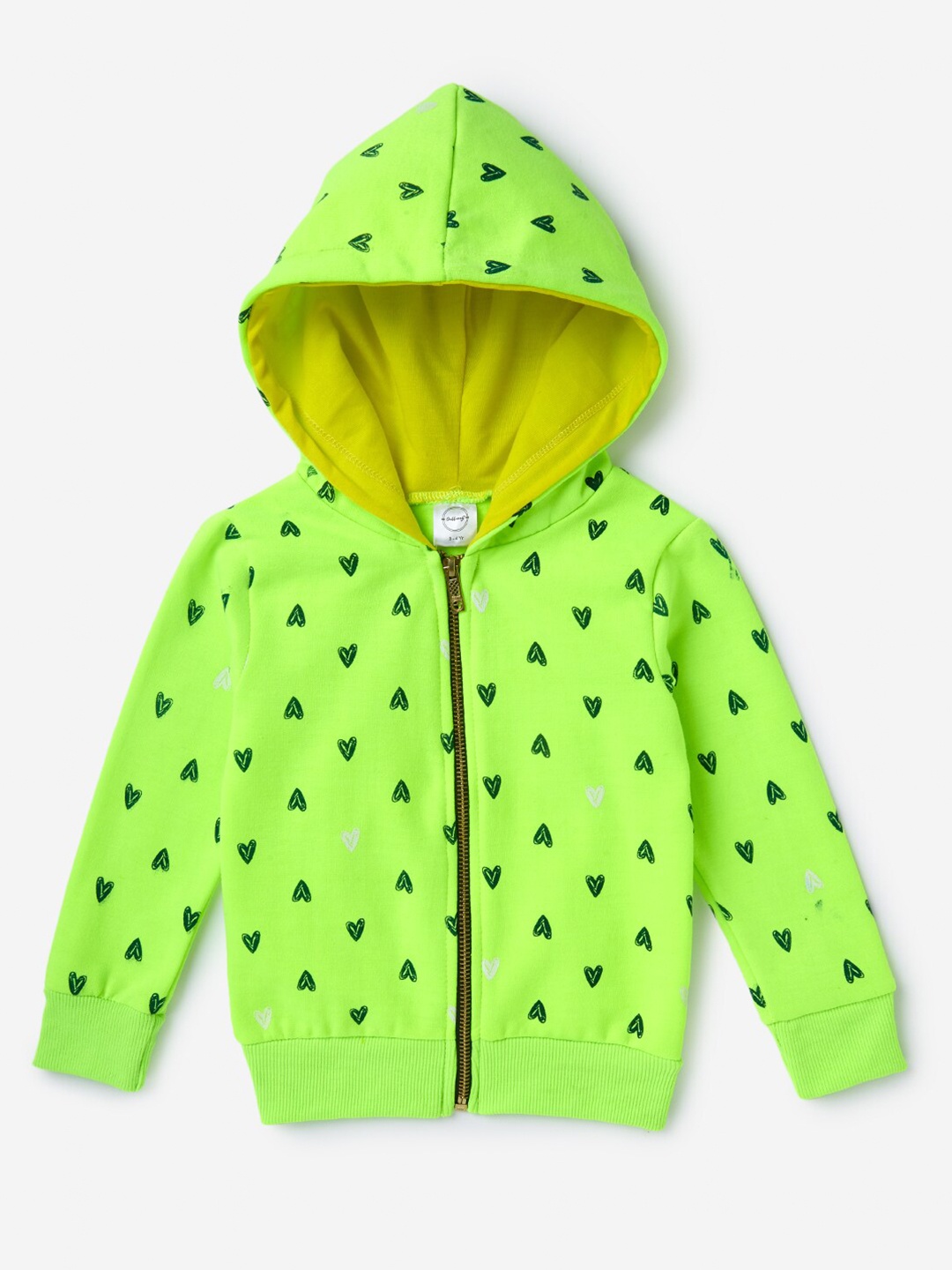 

K&U Girls Fluorescent Green Printed Sweatshirt